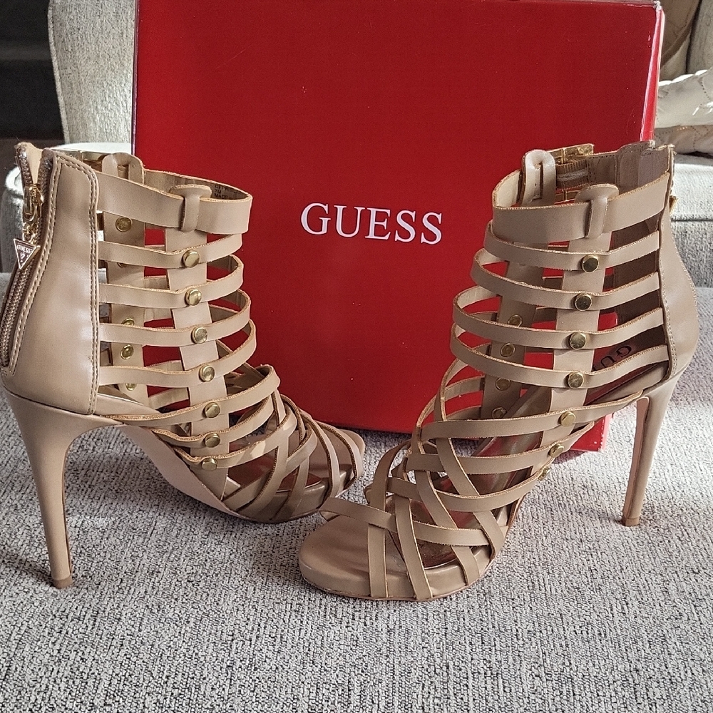 Guess Women's Beige Strappy Heels